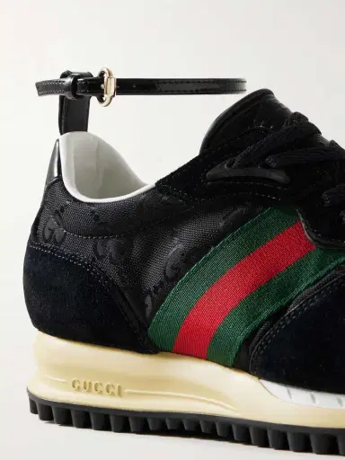 Gucci Re-motion Webbing And Leather-trimmed Suede And Canvas-jacquard Sneakers | Thumbnail 4 Gucci Re-motion Webbing And Leather-trimmed Suede And Canvas-jacquard Sneakers | Thumbnail 4