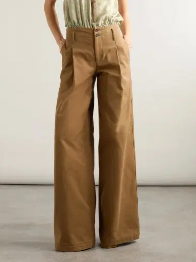 Chloé Pleated Garment-dyed Cotton-canvas Straight-leg Pants | Thumbnail 3 Chloé Pleated Garment-dyed Cotton-canvas Straight-leg Pants | Thumbnail 3