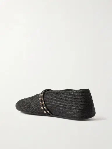Alaïa Leather-trimmed Raffia Ballet Flats | Thumbnail 3 Alaïa Leather-trimmed Raffia Ballet Flats | Thumbnail 3