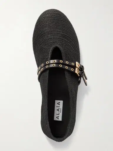 Alaïa Leather-trimmed Raffia Ballet Flats | Thumbnail 5 Alaïa Leather-trimmed Raffia Ballet Flats | Thumbnail 5