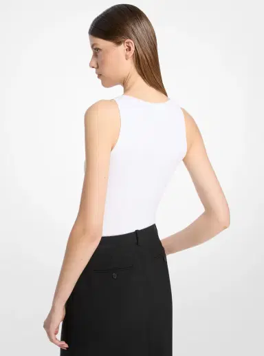 Michael Kors Collection Ribbed Stretch Viscose Tank Top Bodysuit in | Thumbnail 11 Michael Kors Collection Ribbed Stretch Viscose Tank Top Bodysuit in | Thumbnail 11