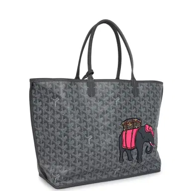goyard Goyard Goyardine Grey Anjou PM Embroidered Elephant Tote Palladium Hardware | Thumbnail 2 goyard Goyard Goyardine Grey Anjou PM Embroidered Elephant Tote Palladium Hardware | Thumbnail 2