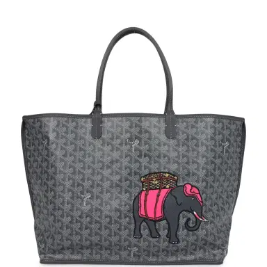 goyard Goyard Goyardine Grey Anjou PM Embroidered Elephant Tote Palladium Hardware | Thumbnail 1 goyard Goyard Goyardine Grey Anjou PM Embroidered Elephant Tote Palladium Hardware | Thumbnail 1