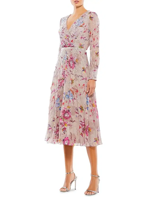 Women's Floral Midi-Dress - Mauve Multi Women's Floral Midi-Dress - Mauve Multi