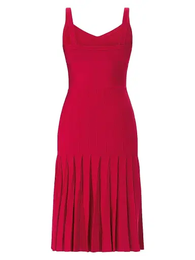 Hervé Léger Women's The Rosa Pleated Rib-Knit Fit & Flare Midi-Dress - Hibiscus | Thumbnail 2 Hervé Léger Women's The Rosa Pleated Rib-Knit Fit & Flare Midi-Dress - Hibiscus | Thumbnail 2