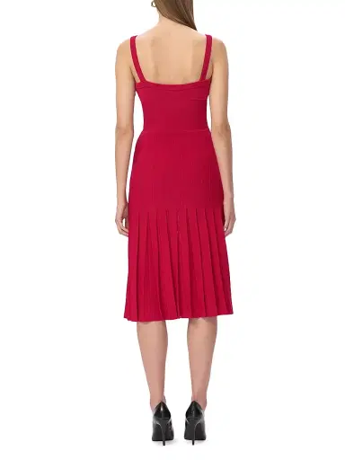Hervé Léger Women's The Rosa Pleated Rib-Knit Fit & Flare Midi-Dress - Hibiscus | Thumbnail 6 Hervé Léger Women's The Rosa Pleated Rib-Knit Fit & Flare Midi-Dress - Hibiscus | Thumbnail 6