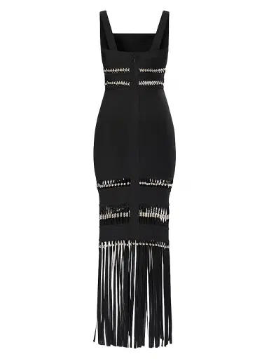 Hervé Léger Women's The Ines Bead-Embellished Fringed Gown - Black - Size XS | Thumbnail 3 Hervé Léger Women's The Ines Bead-Embellished Fringed Gown - Black - Size XS | Thumbnail 3