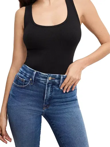 Good American Women's Soft Tech Good Legs Crop Mini Boot Jeans - Indigo | Thumbnail 6 Good American Women's Soft Tech Good Legs Crop Mini Boot Jeans - Indigo | Thumbnail 6