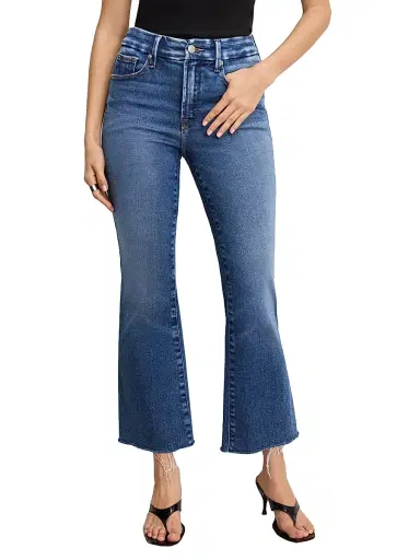 Good American Women's Soft Tech Good Legs Crop Mini Boot Jeans - Indigo | Thumbnail 1 Good American Women's Soft Tech Good Legs Crop Mini Boot Jeans - Indigo | Thumbnail 1