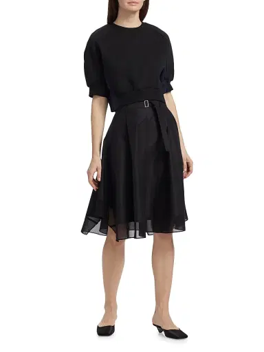 3.1 Phillip Lim Women's Puff Sleeve Cropped Combo Sweatshirt - Midnight - Size Large | Thumbnail 2 3.1 Phillip Lim Women's Puff Sleeve Cropped Combo Sweatshirt - Midnight - Size Large | Thumbnail 2