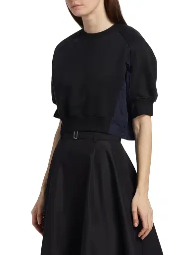 3.1 Phillip Lim Women's Puff Sleeve Cropped Combo Sweatshirt - Midnight - Size Large | Thumbnail 4 3.1 Phillip Lim Women's Puff Sleeve Cropped Combo Sweatshirt - Midnight - Size Large | Thumbnail 4