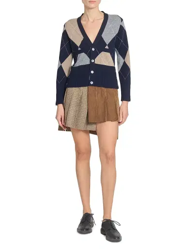 Thom Browne Women's Argyle V-Neck Cashmere Cardigan - Navy | Thumbnail 2 Thom Browne Women's Argyle V-Neck Cashmere Cardigan - Navy | Thumbnail 2