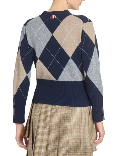 Thom Browne Women's Argyle V-Neck Cashmere Cardigan - Navy | Thumbnail 5 Thom Browne Women's Argyle V-Neck Cashmere Cardigan - Navy | Thumbnail 5