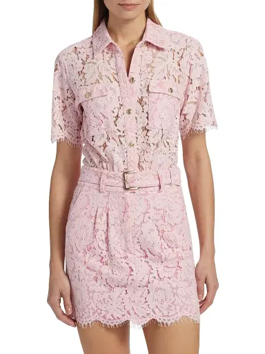 Generation Love Women's Morgana Lace Belted Dress - Sugar Pink | Thumbnail 3 Generation Love Women's Morgana Lace Belted Dress - Sugar Pink | Thumbnail 3