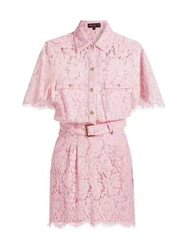Generation Love Women's Morgana Lace Belted Dress - Sugar Pink | Thumbnail 1 Generation Love Women's Morgana Lace Belted Dress - Sugar Pink | Thumbnail 1
