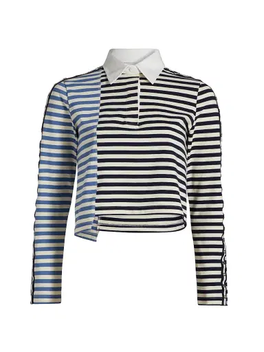 3.1 Phillip Lim Women's Multi-Stripe Long-Sleeve Polo Shirt - Midnight Multi | Thumbnail 1 3.1 Phillip Lim Women's Multi-Stripe Long-Sleeve Polo Shirt - Midnight Multi | Thumbnail 1