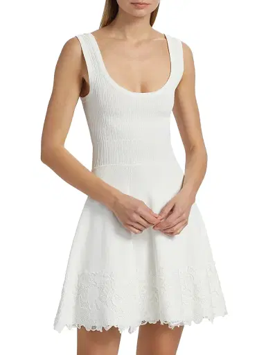 Generation Love Women's Orpheus Lace Combo Rib Mini-Dress - White | Thumbnail 3 Generation Love Women's Orpheus Lace Combo Rib Mini-Dress - White | Thumbnail 3