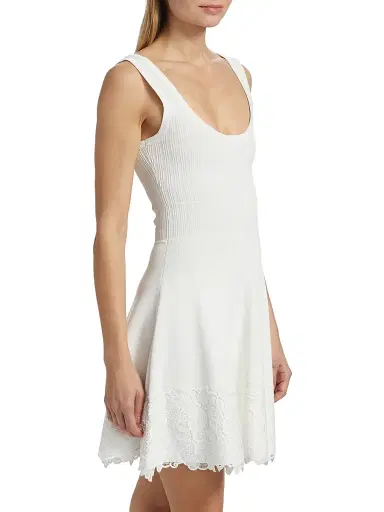 Generation Love Women's Orpheus Lace Combo Rib Mini-Dress - White | Thumbnail 4 Generation Love Women's Orpheus Lace Combo Rib Mini-Dress - White | Thumbnail 4