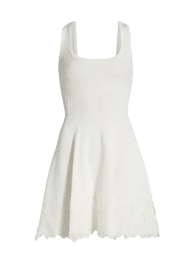 Generation Love Women's Orpheus Lace Combo Rib Mini-Dress - White | Thumbnail 1 Generation Love Women's Orpheus Lace Combo Rib Mini-Dress - White | Thumbnail 1