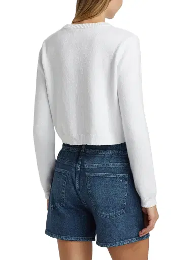 Stellae Dux Women's Cotton-Blend Point Collar Crop Cardigan | Thumbnail 5 Stellae Dux Women's Cotton-Blend Point Collar Crop Cardigan | Thumbnail 5