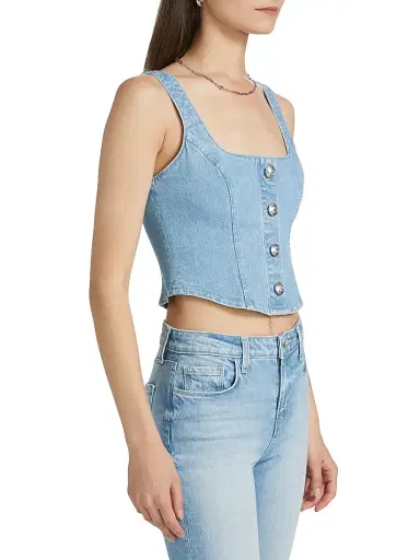 L'AGENCE Women's Saga Denim Button-Front Tank - Olvera | Thumbnail 4 L'AGENCE Women's Saga Denim Button-Front Tank - Olvera | Thumbnail 4