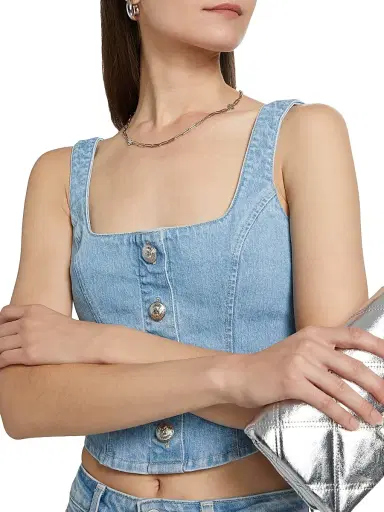 L'AGENCE Women's Saga Denim Button-Front Tank - Olvera | Thumbnail 6 L'AGENCE Women's Saga Denim Button-Front Tank - Olvera | Thumbnail 6