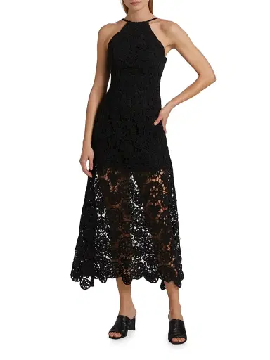 AMUR Women's Crochet Halterneck Midi-Dress - Black | Thumbnail 2 AMUR Women's Crochet Halterneck Midi-Dress - Black | Thumbnail 2