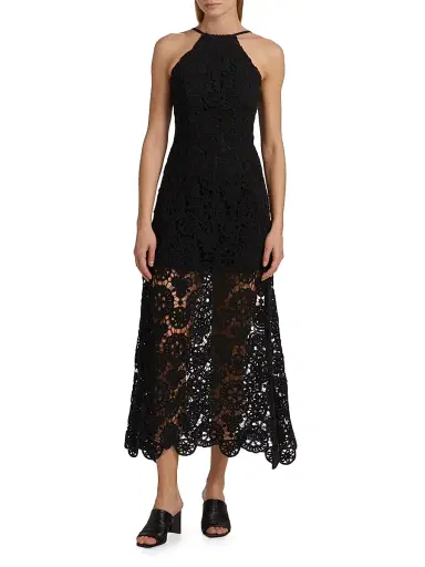 AMUR Women's Crochet Halterneck Midi-Dress - Black | Thumbnail 3 AMUR Women's Crochet Halterneck Midi-Dress - Black | Thumbnail 3