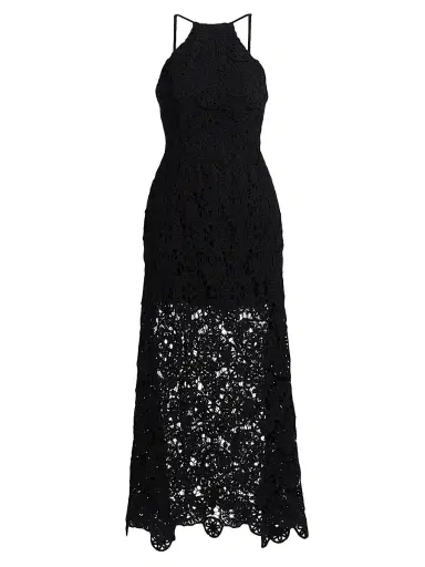 AMUR Women's Crochet Halterneck Midi-Dress - Black | Thumbnail 1 AMUR Women's Crochet Halterneck Midi-Dress - Black | Thumbnail 1