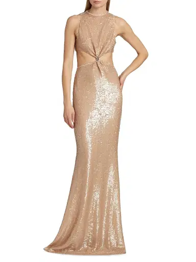 Et Ochs Women's Tashi Sequined Cut-Out Gown - Beige | Thumbnail 2 Et Ochs Women's Tashi Sequined Cut-Out Gown - Beige | Thumbnail 2