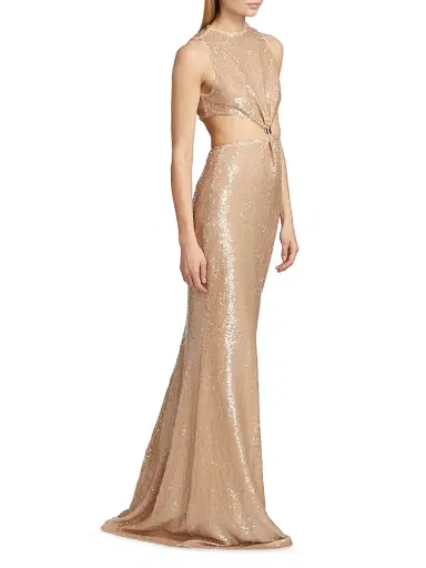 Et Ochs Women's Tashi Sequined Cut-Out Gown - Beige | Thumbnail 4 Et Ochs Women's Tashi Sequined Cut-Out Gown - Beige | Thumbnail 4