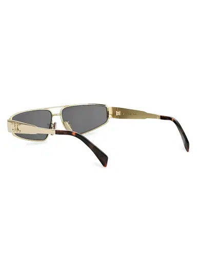 Celine Men's Metal Triomphe 59MM Geometric Sunglasses - Shiny Endura Gold Smoke | Thumbnail 4 Celine Men's Metal Triomphe 59MM Geometric Sunglasses - Shiny Endura Gold Smoke | Thumbnail 4