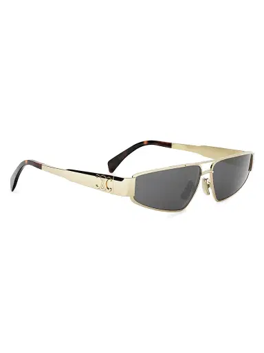 Celine Men's Metal Triomphe 59MM Geometric Sunglasses - Shiny Endura Gold Smoke | Thumbnail 8 Celine Men's Metal Triomphe 59MM Geometric Sunglasses - Shiny Endura Gold Smoke | Thumbnail 8