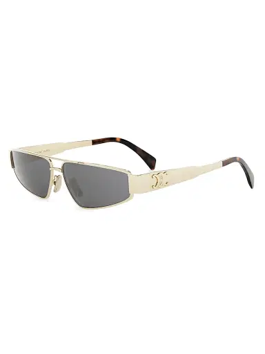 Celine Men's Metal Triomphe 59MM Geometric Sunglasses - Shiny Endura Gold Smoke | Thumbnail 1 Celine Men's Metal Triomphe 59MM Geometric Sunglasses - Shiny Endura Gold Smoke | Thumbnail 1