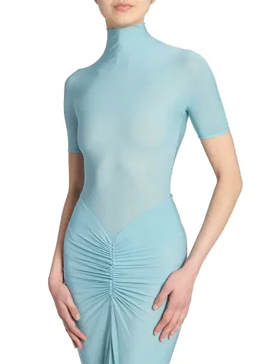 Alaïa Women's Draped Body-Con Maxi Dress - Bleu Ocean | Thumbnail 6 Alaïa Women's Draped Body-Con Maxi Dress - Bleu Ocean | Thumbnail 6