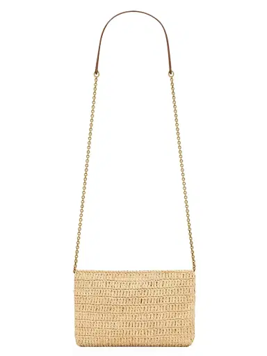 Saint Laurent Women's Cassandre Chain Pouch in Raffia | Thumbnail 5 Saint Laurent Women's Cassandre Chain Pouch in Raffia | Thumbnail 5