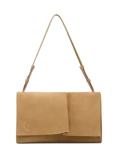 Christian Louboutin Women's Baggy Suede Shoulder Bag - Lionne | Thumbnail 1 Christian Louboutin Women's Baggy Suede Shoulder Bag - Lionne | Thumbnail 1