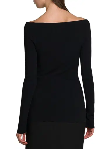 Stella McCartney Women's Compact Knit Off-the-Shoulder Top - Black | Thumbnail 5 Stella McCartney Women's Compact Knit Off-the-Shoulder Top - Black | Thumbnail 5