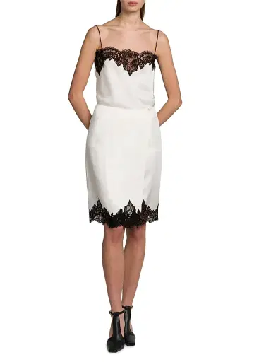 Stella McCartney Women's Satin Lace Square-Neck Slip Top - Cream | Thumbnail 2 Stella McCartney Women's Satin Lace Square-Neck Slip Top - Cream | Thumbnail 2