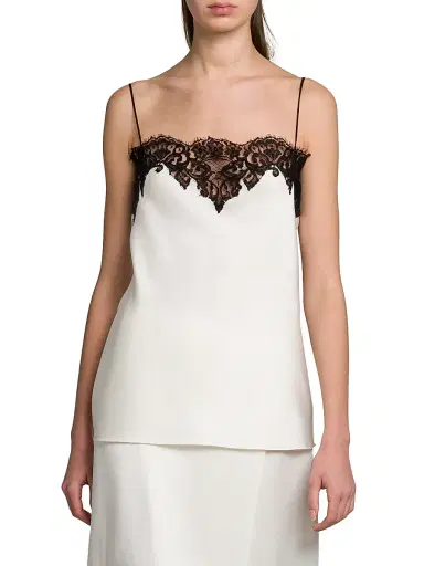Stella McCartney Women's Satin Lace Square-Neck Slip Top - Cream | Thumbnail 3 Stella McCartney Women's Satin Lace Square-Neck Slip Top - Cream | Thumbnail 3