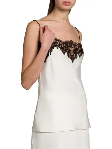 Stella McCartney Women's Satin Lace Square-Neck Slip Top - Cream | Thumbnail 4 Stella McCartney Women's Satin Lace Square-Neck Slip Top - Cream | Thumbnail 4