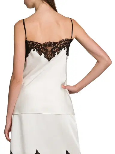 Stella McCartney Women's Satin Lace Square-Neck Slip Top - Cream | Thumbnail 5 Stella McCartney Women's Satin Lace Square-Neck Slip Top - Cream | Thumbnail 5