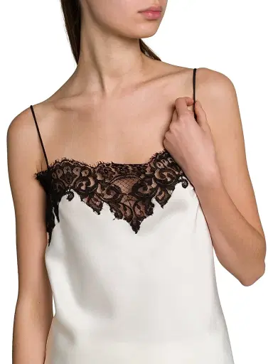 Stella McCartney Women's Satin Lace Square-Neck Slip Top - Cream | Thumbnail 6 Stella McCartney Women's Satin Lace Square-Neck Slip Top - Cream | Thumbnail 6