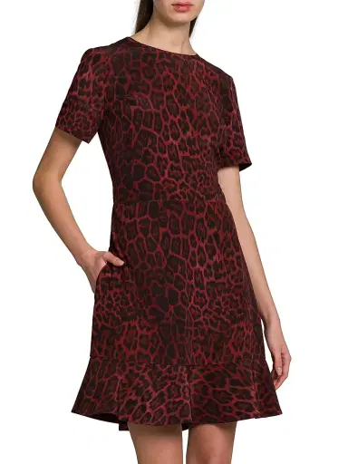 Stella McCartney Women's Iconic Leopard Silk Crewneck Minidress - Berry | Thumbnail 3 Stella McCartney Women's Iconic Leopard Silk Crewneck Minidress - Berry | Thumbnail 3