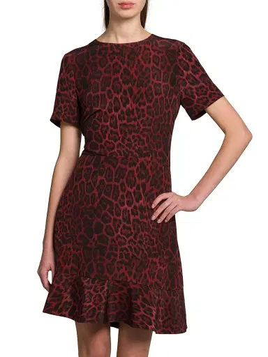 Stella McCartney Women's Iconic Leopard Silk Crewneck Minidress - Berry | Thumbnail 6 Stella McCartney Women's Iconic Leopard Silk Crewneck Minidress - Berry | Thumbnail 6