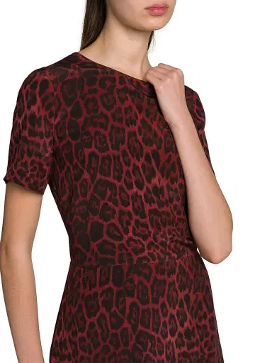 Stella McCartney Women's Iconic Leopard Silk Crewneck Minidress - Berry | Thumbnail 7 Stella McCartney Women's Iconic Leopard Silk Crewneck Minidress - Berry | Thumbnail 7