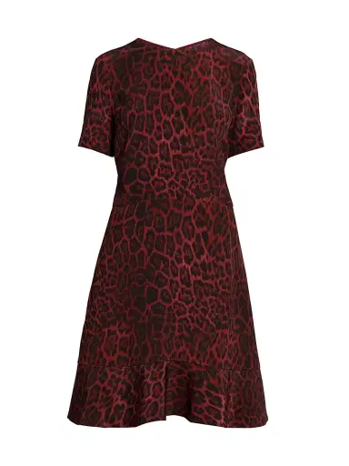 Stella McCartney Women's Iconic Leopard Silk Crewneck Minidress - Berry | Thumbnail 1 Stella McCartney Women's Iconic Leopard Silk Crewneck Minidress - Berry | Thumbnail 1