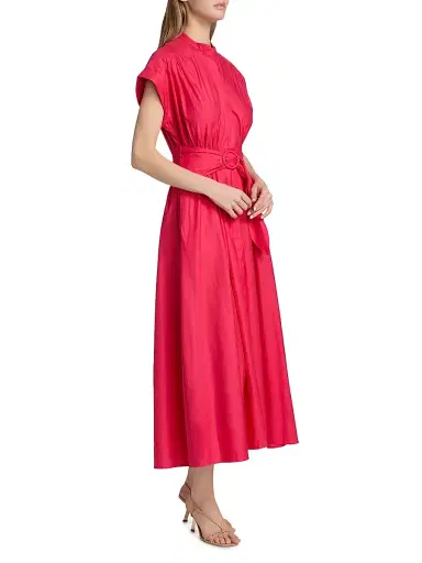 Saloni Women's Neesha Stretch-Cotton Self-Tie Maxi Dress - Cherry Pink - Size 6 | Thumbnail 4 Saloni Women's Neesha Stretch-Cotton Self-Tie Maxi Dress - Cherry Pink - Size 6 | Thumbnail 4