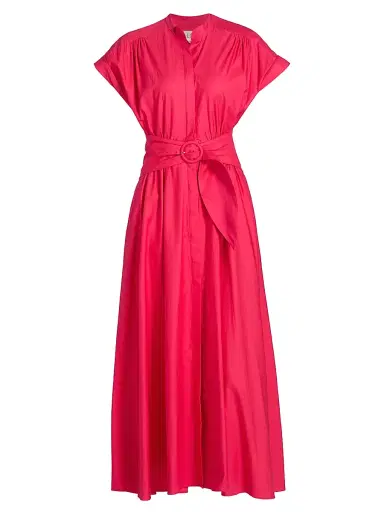 Saloni Women's Neesha Stretch-Cotton Self-Tie Maxi Dress - Cherry Pink - Size 6 | Thumbnail 1 Saloni Women's Neesha Stretch-Cotton Self-Tie Maxi Dress - Cherry Pink - Size 6 | Thumbnail 1