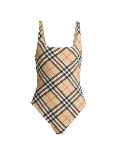 Burberry Women's Check One-Piece Swimsuit - Sand Ip Check - Size XS | Thumbnail 1 Burberry Women's Check One-Piece Swimsuit - Sand Ip Check - Size XS | Thumbnail 1